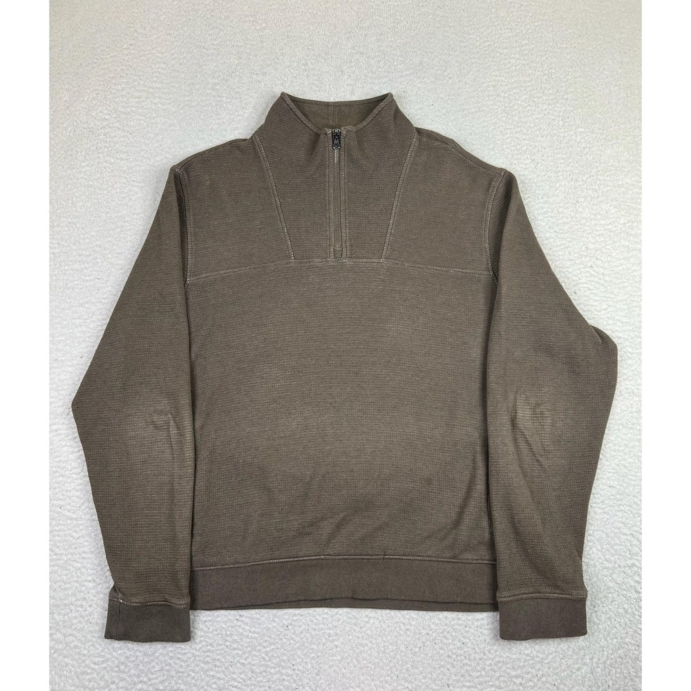 UNTUCKit‎ Sweater Mens 2XL Olive Green Verzaro Quarter Zip Waffle Knit Pullover